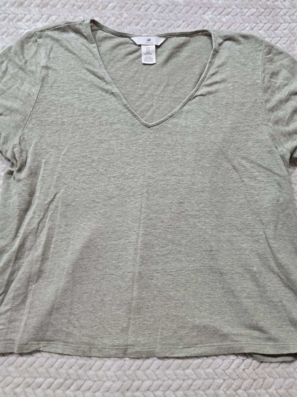 H&M Light Sage Green V-Neck Women's Top
